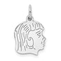 Engravable Girl Polished Front/Satin Back Disc Charm Pendant in Real 925 Sterling Silver