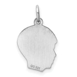 Engravable Boy Polished Front/Satin Back Disc Charm Pendant in Real 925 Sterling Silver