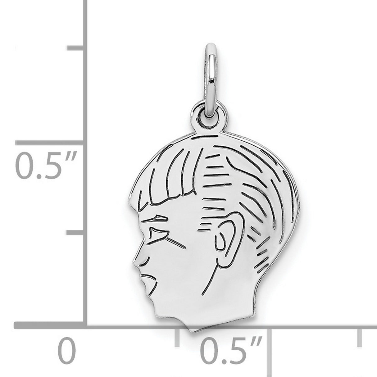 Engravable Boy Polished Front/Satin Back Disc Charm Pendant in Real 925 Sterling Silver