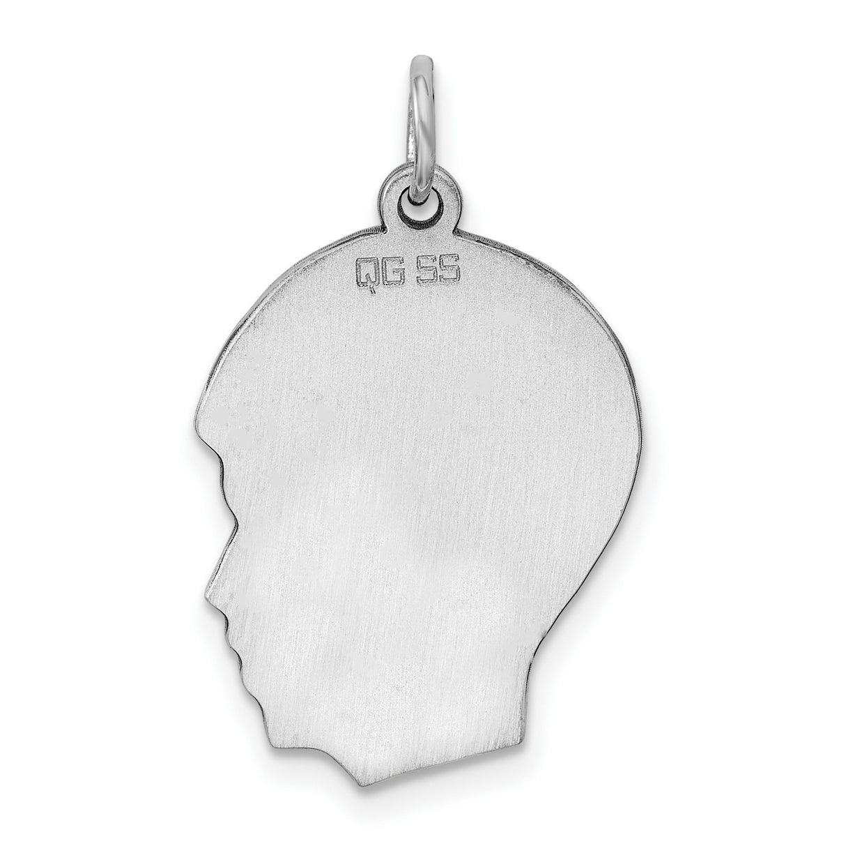 Engravable Boy Polish Front/Satin Back Disc Charm Pendant in Real 925 Sterling Silver