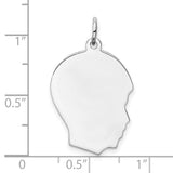 Engravable Boy Polish Front/Satin Back Disc Charm Pendant in Real 925 Sterling Silver