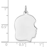 Engravable Girl Polish Front/Satin Back Disc Charm Pendant in Real 925 Sterling Silver