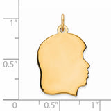 Engravable Girl Polished Disc Charm Pendant in Real 925 Sterling SIlver