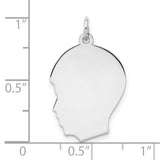 Engravable Boy Polished Front/Satin Back Disc Charm Pendant in Real 925 Sterling Silver