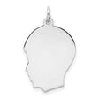 Engravable Boy Disc Polish on Front/Back Charm Pendant in Real 925 Sterling Silver