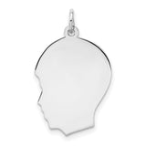 Engravable Boy Polished Front/Satin Back Disc Charm Pendant in Real 925 Sterling Silver