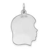 Engravable Girl Polished Front/Satin Back Disc Charm Pendant in Real 925 Sterling Silver