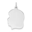 Engravable Girl Polished Front/Satin Back Disc Charm Pendant in Real 925 Sterling Silver