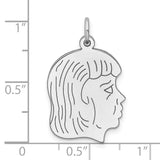 Engravable Girl Polished Front/Satin Back Disc Charm Pendant in Real 925 Sterling Silver