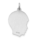 Engravable Boy Polished Front/Satin Back Disc Charm Pendant in Real 925 Sterling Silver