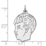 Engravable Boy Polished Front/Satin Back Disc Charm Pendant in Real 925 Sterling Silver