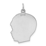Engravable Boy Polished Front/Satin Back Disc Charm Pendant in Real 925 Sterling Silver