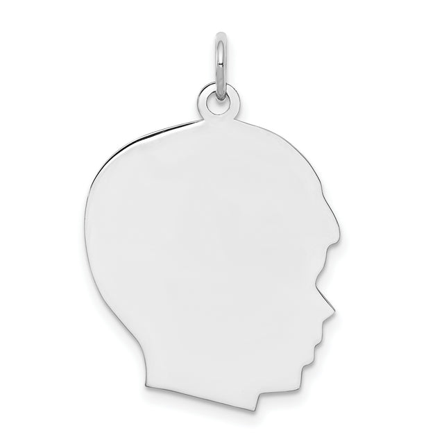 Engravable Boy Polished Front/Satin Back Disc Charm Pendant in Real 925 Sterling Silver