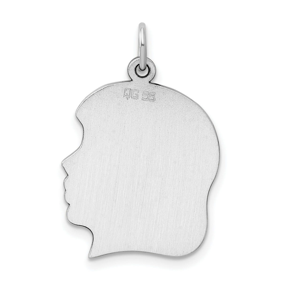 Engravable Girl Polished Front/Satin Back Disc Charm Pendant in Real 925 Sterling Silver