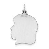 Engravable Girl Polished Front/Satin Back Disc Charm Pendant in Real 925 Sterling Silver