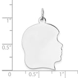 Engravable Girl Polished Front/Satin Back Disc Charm Pendant in Real 925 Sterling Silver