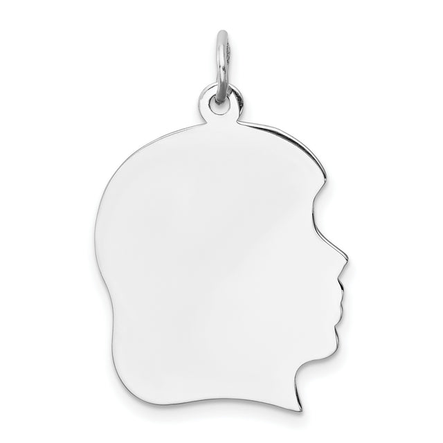 Engravable Girl Polished Front/Satin Back Disc Charm Pendant in Real 925 Sterling Silver