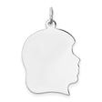 Engravable Girl Polished Front/Satin Back Disc Charm Pendant in Real 925 Sterling Silver