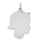 Engravable Girl Polished Front/Satin Back Disc Charm Pendant in Real 925 Sterling Silver