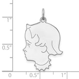 Engravable Girl Polished Front/Satin Back Disc Charm Pendant in Real 925 Sterling Silver
