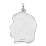 Engravable Girl Polished Front/Satin Back Disc Charm Pendant in Real 925 Sterling Silver