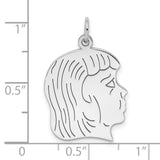 Engravable Girl Polished Front/Satin Back Disc Charm Pendant in Real 925 Sterling Silver
