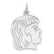 Engravable Girl Polished Front/Satin Back Disc Charm Pendant in Real 925 Sterling Silver