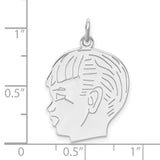 Engravable Boy Polished Front/Satin Back Disc Charm Pendant in Real 925 Sterling Silver