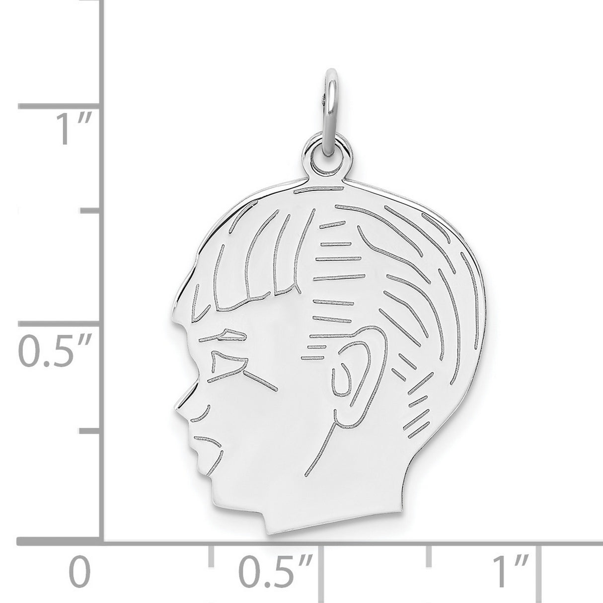 Engravable Boy Polished Front/Satin Back Disc Charm Pendant in Real 925 Sterling Silver