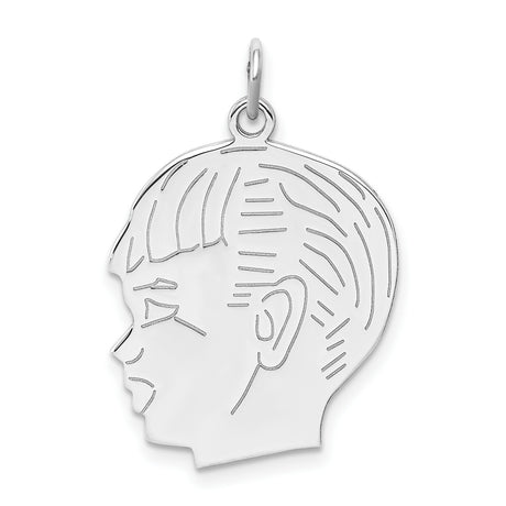 Engravable Boy Polished Front/Satin Back Disc Charm Pendant in Real 925 Sterling Silver