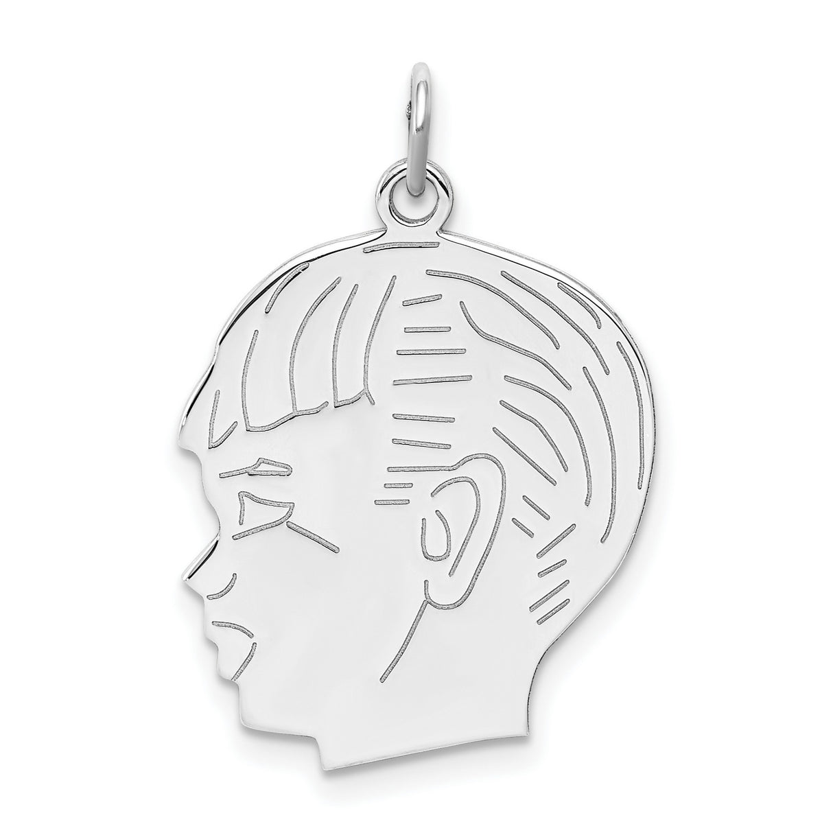 Engravable Boy Polished Front/Satin Back Disc Charm Pendant in Real 925 Sterling Silver