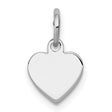 Engravable Heart Polished Front/Satin Back Disc Charm Pendant in Real 925 Sterling Silver