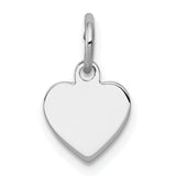 Engravable Heart Polished Front/Satin Back Disc Charm Pendant in Real 925 Sterling Silver