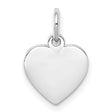 Engravable Heart Polished Front/Satin Back Disc Charm Pendant in Real 925 Sterling Silver
