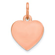 Engravable Heart Polished Front/Satin Back Disc Charm Pendant in Real 925 Sterling SIlver