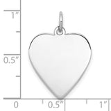 Engravable Heart Polish Front/Satin Back Disc Charm Pendant in Real 925 Sterling Silver