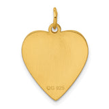 Engravable Heart Polished Disc Charm Pendant in Real 925 Sterling SIlver