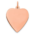 Engravable Heart Polished Front/Satin Back Disc Charm Pendant in Real 925 Sterling SIlver