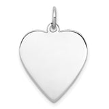 Engravable Heart Polish Front/Satin Back Disc Charm Pendant in Real 925 Sterling Silver
