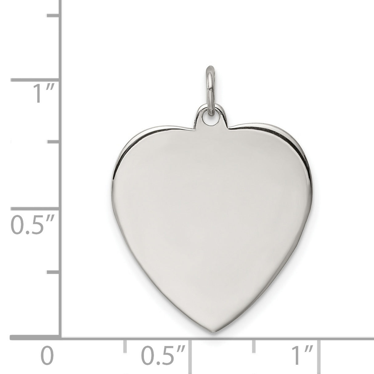 Engravable Heart Polish Front/Satin Back Disc Charm Pendant in Real 925 Sterling SIlver