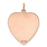 Engravable Heart Polished Front/Satin Back Disc Charm Pendant in Real 925 Sterling SIlver