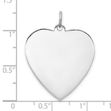 Engravable Heart Polished Front/Satin Back Disc Charm Pendant in Real 925 Sterling Silver