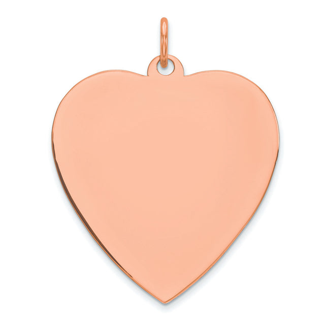 Engravable Heart Polished Front/Satin Back Disc Charm Pendant in Real 925 Sterling SIlver