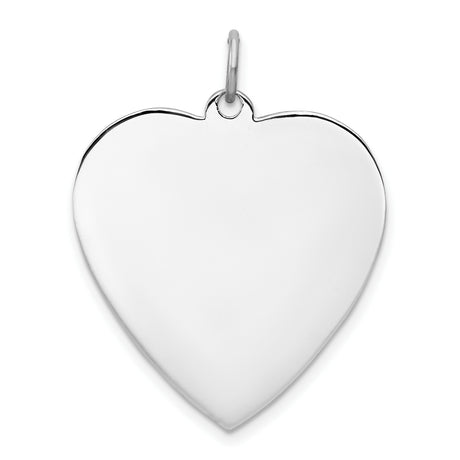 Engravable Heart Polished Front/Satin Back Disc Charm Pendant in Real 925 Sterling Silver