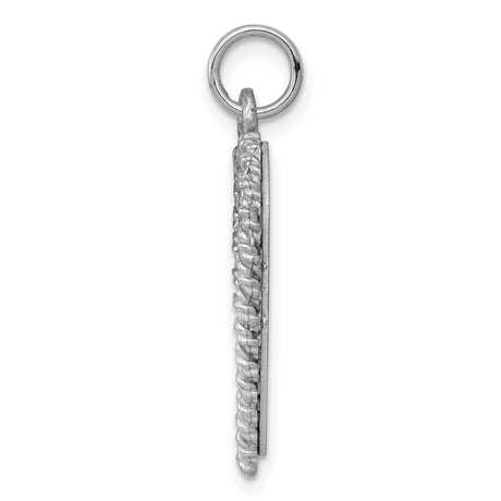 Engravable Heart Polished Front/Satin Back Disc Charm Pendant in Real 925 Sterling Silver