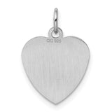 Engravable Heart Polished Front/Satin Back Disc Charm Pendant in Real 925 Sterling Silver