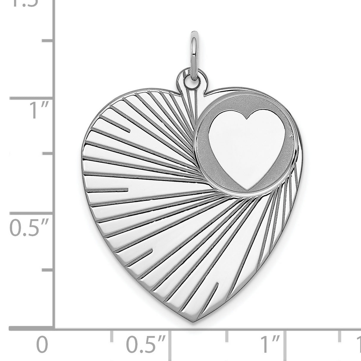 Engravable Heart Disc Charm Pendant in Real 925 Sterling Silver