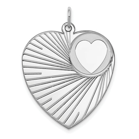 Engravable Heart Disc Charm Pendant in Real 925 Sterling Silver