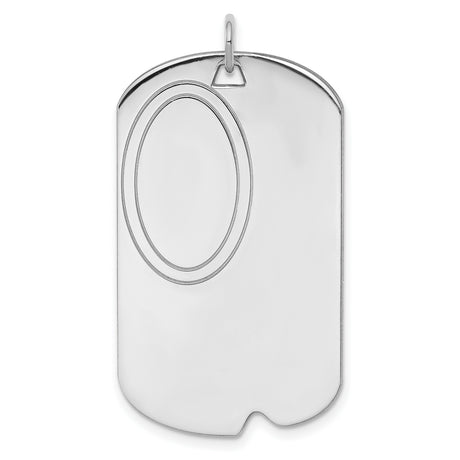 Engravable Dog Tag Polished Front/Satin Back Disc Charm Pendant in Real 925 Sterling Silver