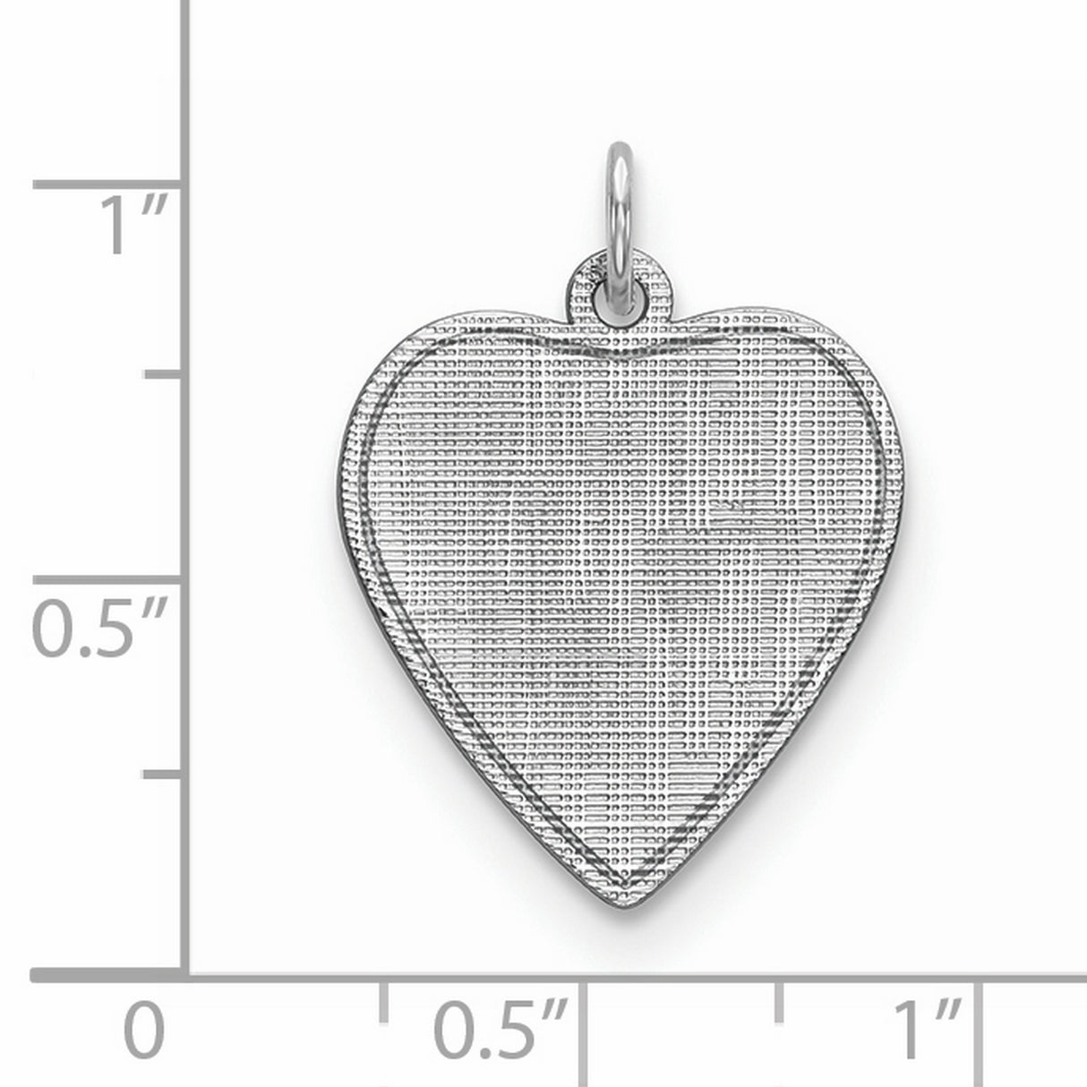 Engravable Heart Patterned Polished Front/Satin Back Disc Charm Pendant in Real 925 Sterling Silver